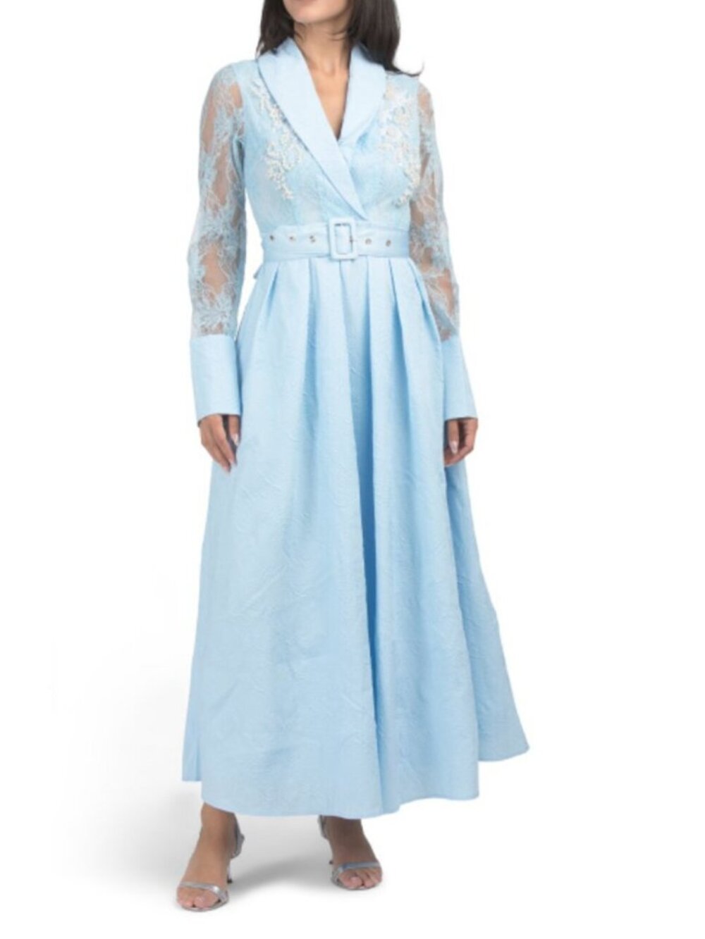 DALIA MACPHEE Long Sleeve Lace Top Gown